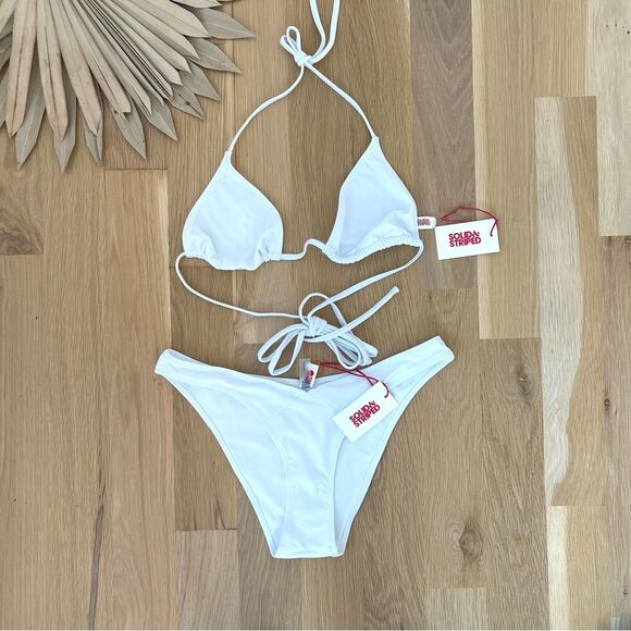 Solid & Striped Alexia High Cut Wrap Tie White Marshmallow Swim Suit Size Large - Picture 4 of 11
